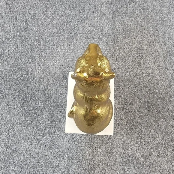 Vintage 6" Gold Textured Cat Figurine Statue on White Marble Base Bookend Decor - Picture 14 of 16